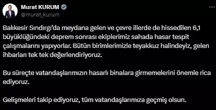 Balıkesir'de 6.1 büyüklüğünde deprem! Enkaz altında kalan 1 kişi hayatını kaybetti