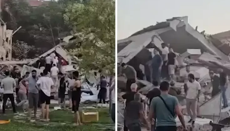 Balıkesir’deki deprem nedeniyle bazı binalar yıkıldı! İşte ilk görüntüler