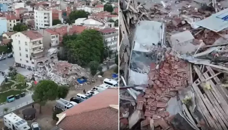 Depremin vurduğu Sındırgı havadan görüntülendi