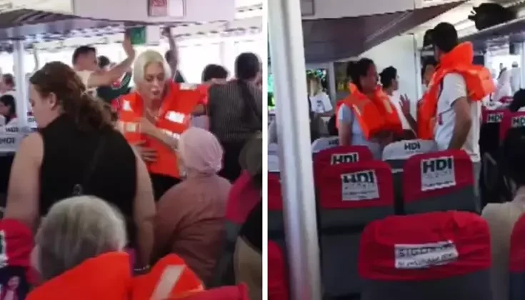 Denizde büyük panik! Feribot kayaya çarptı