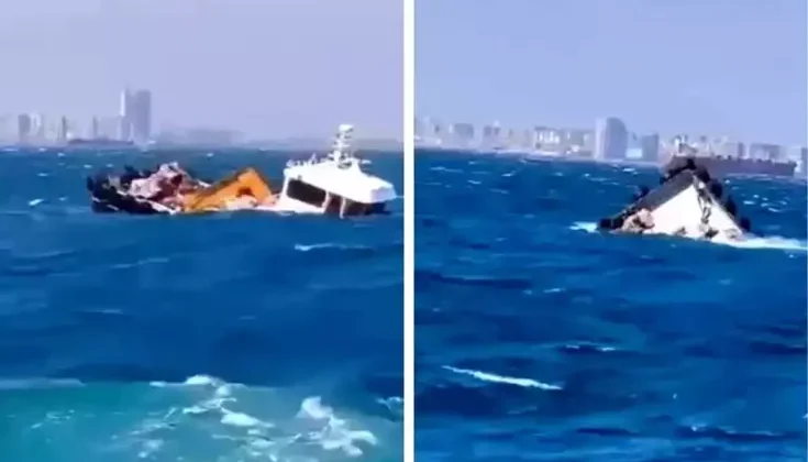 İstanbul’da kuvvetli fırtına sonucu gemi battı! 4 kişi kurtarıldı