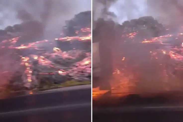 Kara yolunda araçta çıkan yangın ormanlık alana sıçradı 3 kara yolunda cikan yangin ormanlik alana sicradi 18948395 9335 amp