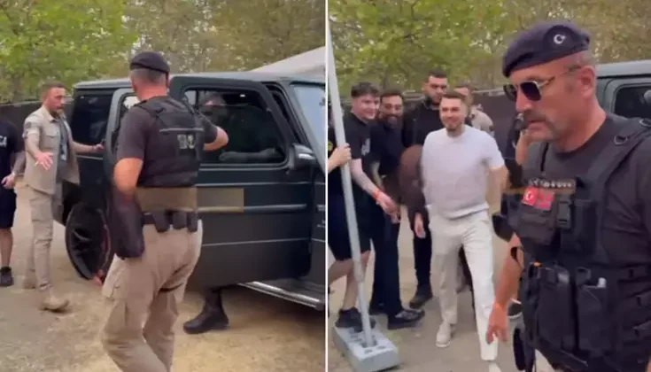 Ünlü rapçi Blok3 koruma ordusuyla konser alanına girdi